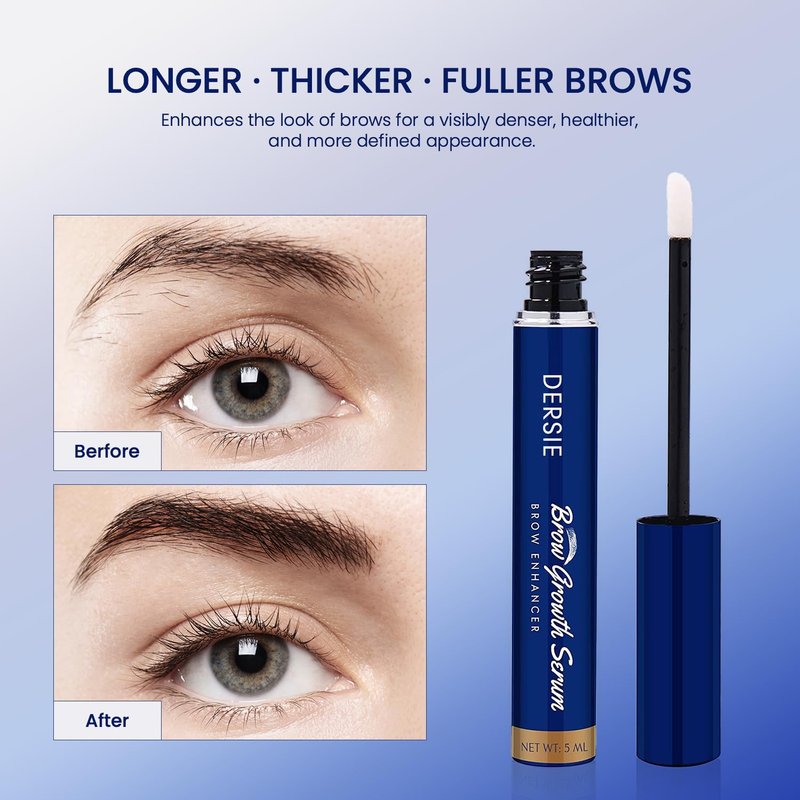 Dersie Eyebrow Growth Serum: Brow Enhancing Serum Infused with Peptide Complex, Biotin & Arginine for Fuller, Stronger, Thicker Brows – Nourishes and Strengthens Dry, Sparse, or Thinning Brows (5 mL)