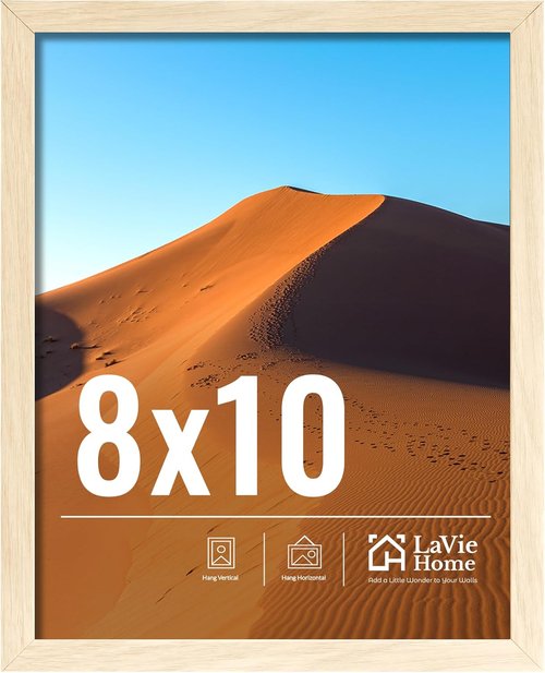 LaVie Home 8x10 Picture Frame - Classic Oak Design with HD Plexiglas | Vertical & Horizontal Display