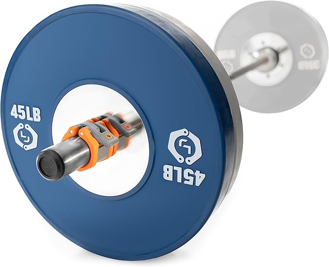 Lock-Jaw Barbell Collars HEX Olympic Barbell Clamps 2 Pcs – Heavy Duty Bar Clamps for 2” & 50mm Olympic Bars – Secure Weight Bar Clamps for Strength Training & Home Gym Accessories – Orange