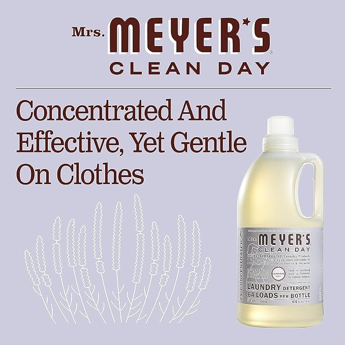 Mrs. Meyerâs Clean Day Lavender Laundry Detergent Concentrated Loads Per Bottle 64 Fl Oz (Pack of 5)