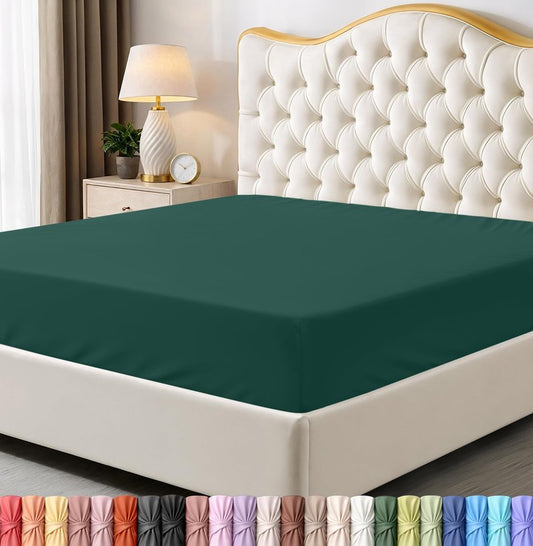 Utopia Bedding King Fitted Sheet - Bottom Sheet - Deep Pocket - Soft Microfiber - Shrinkage and Fade Resistant - Easy Care -1 Fitted Sheet Only (Emerald)
