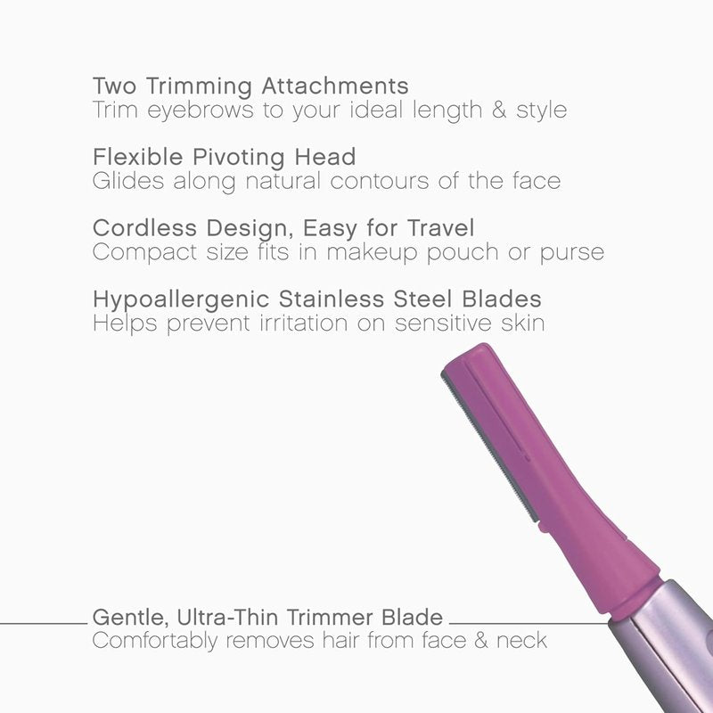 Panasonic Women's Facial Hair Remover - Eyebrow Trimmer with Pivoting Head & 2 Gentle Blades | Battery-Operated, Compact Design