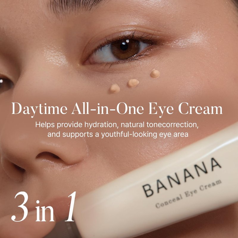 shaishaishai BANANA Conceal Cream, Hydrating Under Eye Cream & Dark Circle Coverage, Anti-Fine Lines & Smoothing, Non-Sticky, Korean Skincare, 0.52 oz