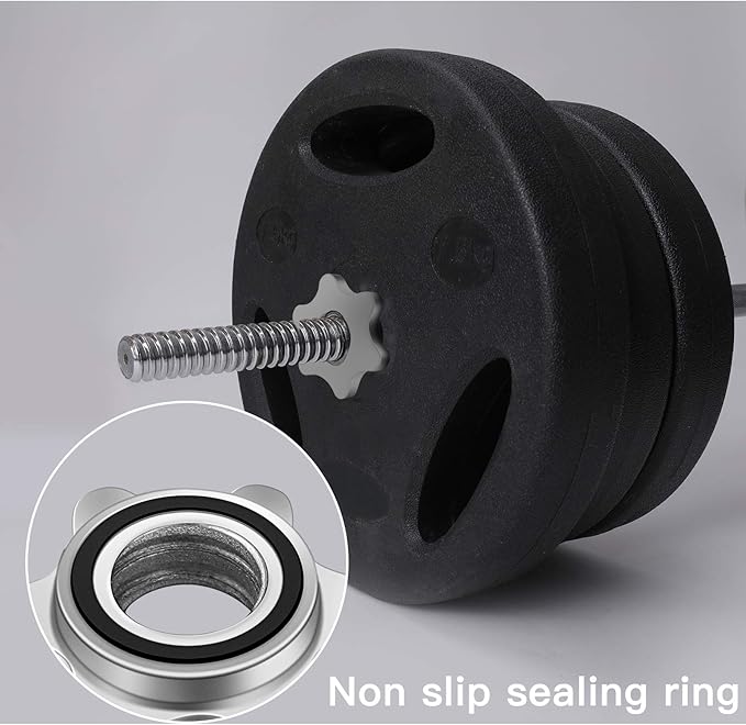 Lamoutor 2Pcs Anti-Slip Hex Nut 25mm Collar Screw for Barbell Dumbbell Weight Lifting (Silver 2pcs)