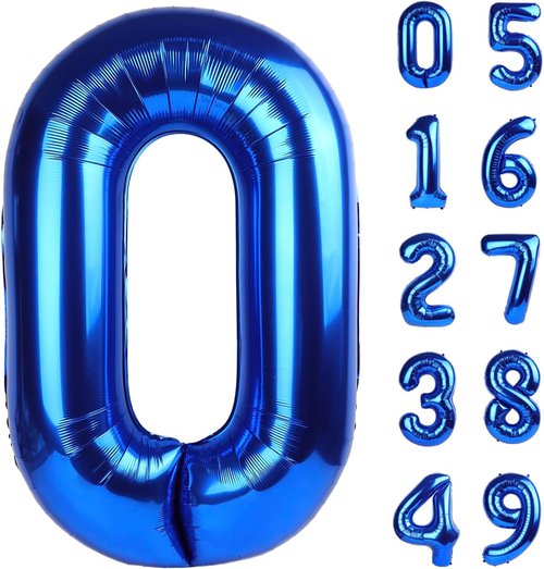 Big Navy Blue Foil 0 Number Balloon - 40 Inch Birthday & Anniversary Decoration for All Ages