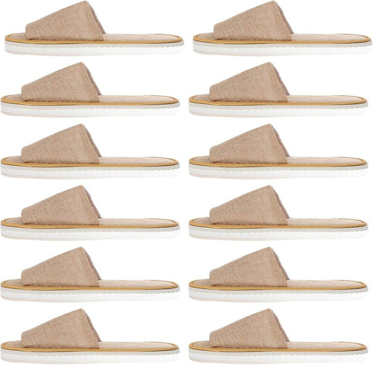 Disposable Travel Slippers - Open Toe Nonslip Indoor Spa Footwear | 6 Pairs for Guests