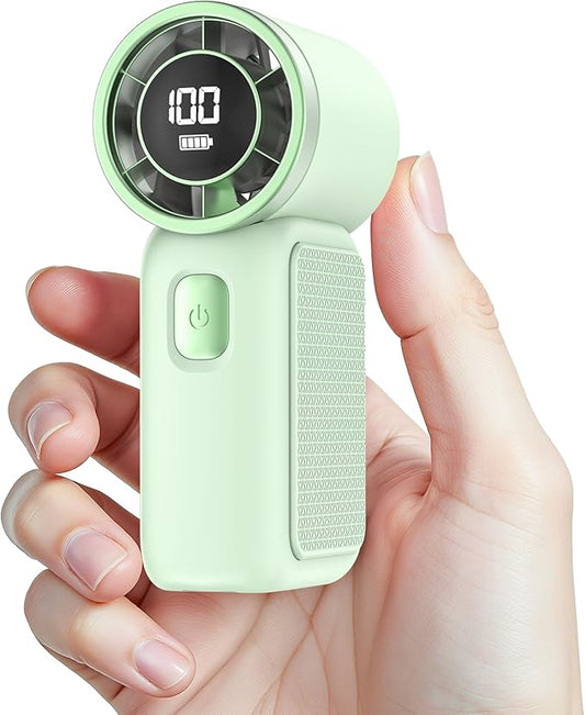 AGEYOU Portable Handheld Mini Fan, 6 Gear Wind, Hand Small Travel Personal Held Fans, Rechargeable Turbo Fan, Gifts for Women Men, for Camping Vacation Outdoor (green)