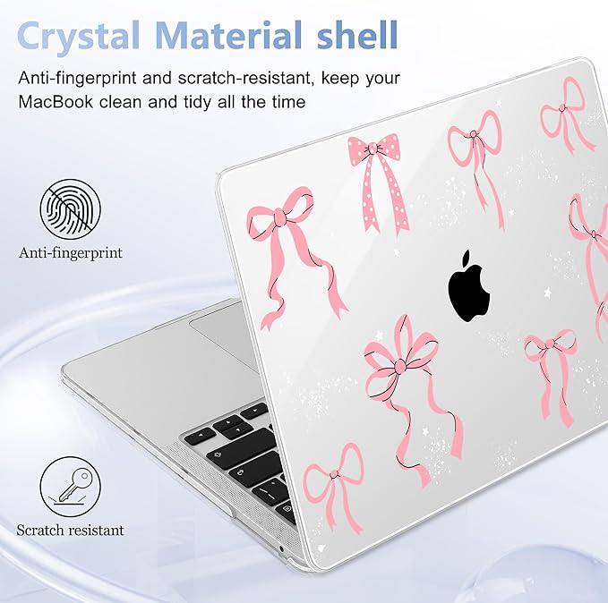 Lepeoac Case for MacBook Pro 13 inch Case M2 2022-2016 A2338 M1 A2251 A2289 A2159 A1989 A1708 A1706, Plastic Hard Shell + Keyboard Cover + Dust Plug, Star Bow