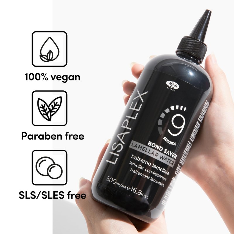 Lisap Lisaplex Bond Saver Lamellar Water for All Hair Types, 9 Sec Hair Repair, Detangling, Smooth Shine & Frizz Control, 16.8 fl oz