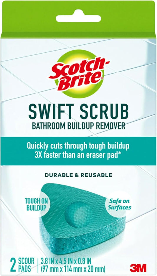 Scotch-Brite Swift Scrub Bath Cleaner - Soap Scum Remover Scrubber Pads for Tile | 2 Pack