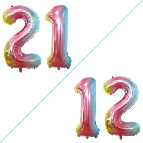 GOER Jumbo 42-Inch Number 12 Balloons - Colorful Foil Helium Decorations for 12th Birthday Party | Rainbow Design
