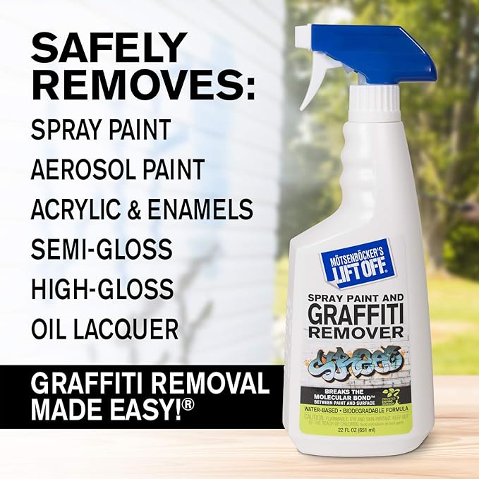 Motsenbocker's Lift Off 41101-4PK Spray Paint and Graffiti Remover – Removes Spray Paint, Acrylic, and Enamel – Safe for Wood, Metal, Concrete, Plastic – Water-Based Formula – 22 Fl Oz (Pack of 4)