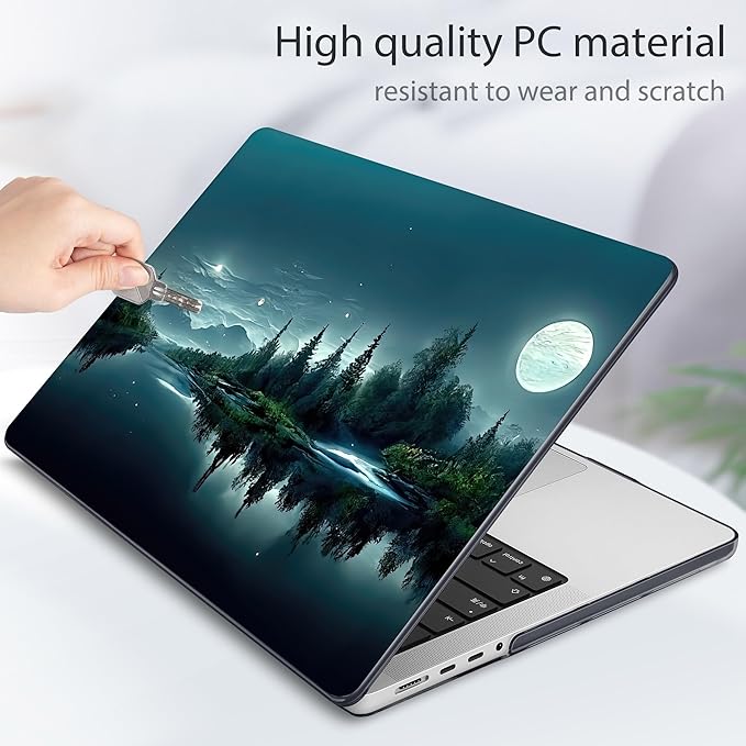 Tuiklol for MacBook Pro 14 Inch Case 2026 2025 2024 2023 2022 2021 Release M5/M4/M3/M2/M1 A2442 Pro/Max,Hard Shell Case with Screen Protector for Touch ID, Night Forest