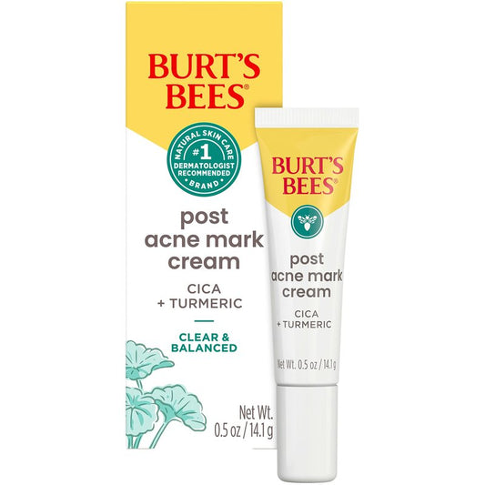 Burt's Bees Post Acne Mark Cream for All Skin Types, Gentle Dark Spot Correcting Cream for Face, Formulated with Turmeric, 0.5 Oz.