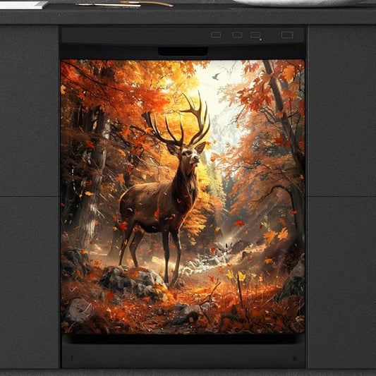 Autumn Forest Deer Dishwasher Magnet Cover for The Front Magnetic Dishwasher Door Covers Dish Washer Sticker Wrap Home Decorative Appliances Panel Decal Kitchen Decor 23" x 26" (Magnetic)
