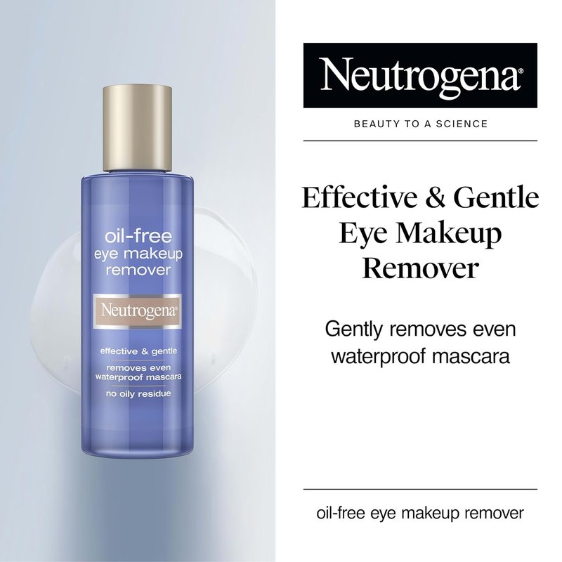Neutrogena Oil-Free Eye Makeup Remover - Gentle Non-Greasy Formula for Waterproof Mascara | 8 fl. Oz, 2 Pack