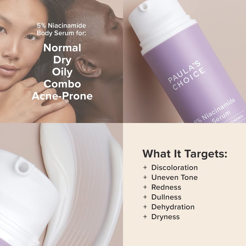 Paula's Choice 5% Niacinamide Body Treatment with Vitamin B3 & B5, Lotion for Discoloration, Redness, Wrinkles & Uneven Tone on Chest, Arms & Legs, Fragrance-free, 4 Fl Oz.