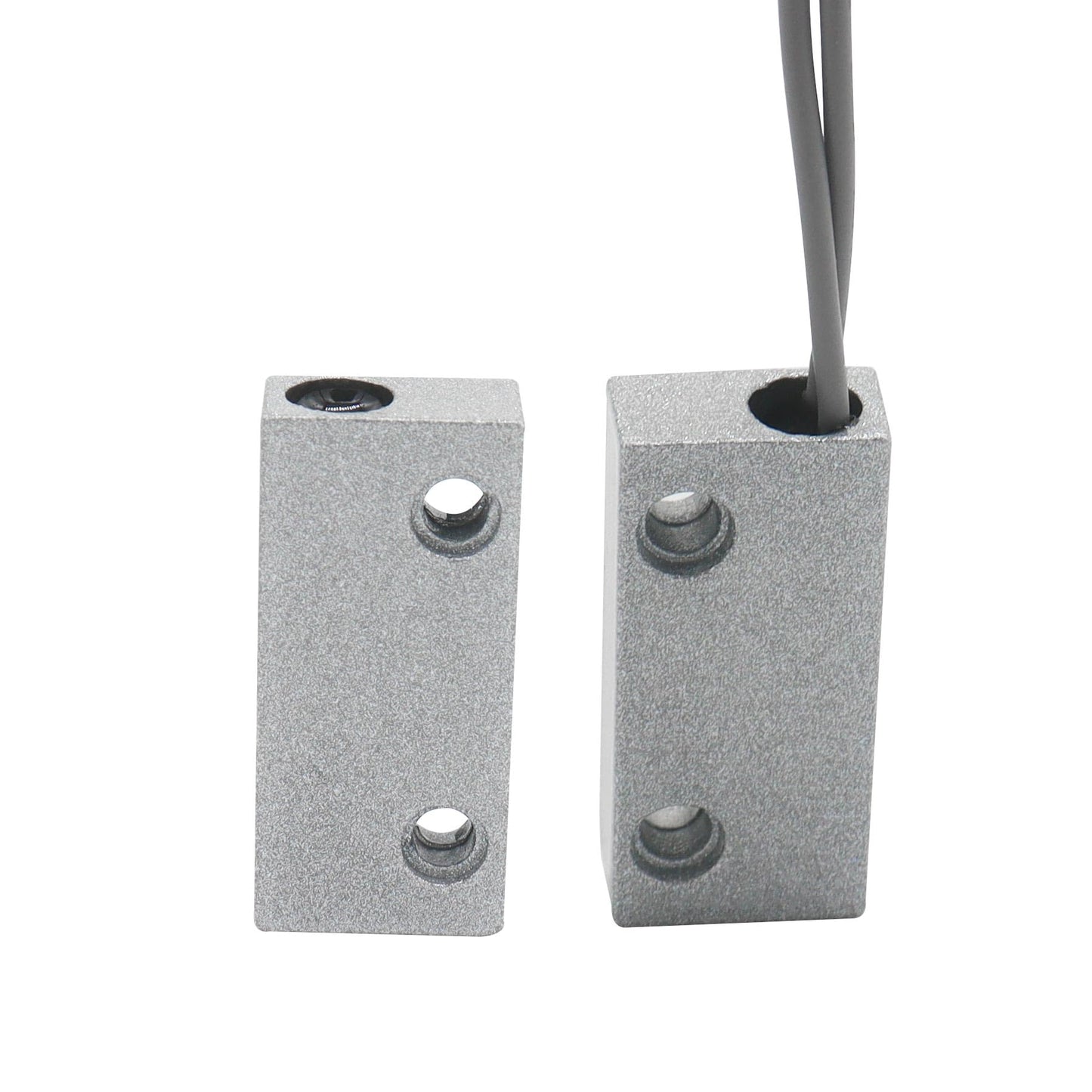 FOCMKEAS Magnetic Reed Switch Wired Surface Mount Normally Open NO Contact Sensor Alarm Magnetic Door Switch with 2 Wires, Zinc Alloy Sliver, MC-51