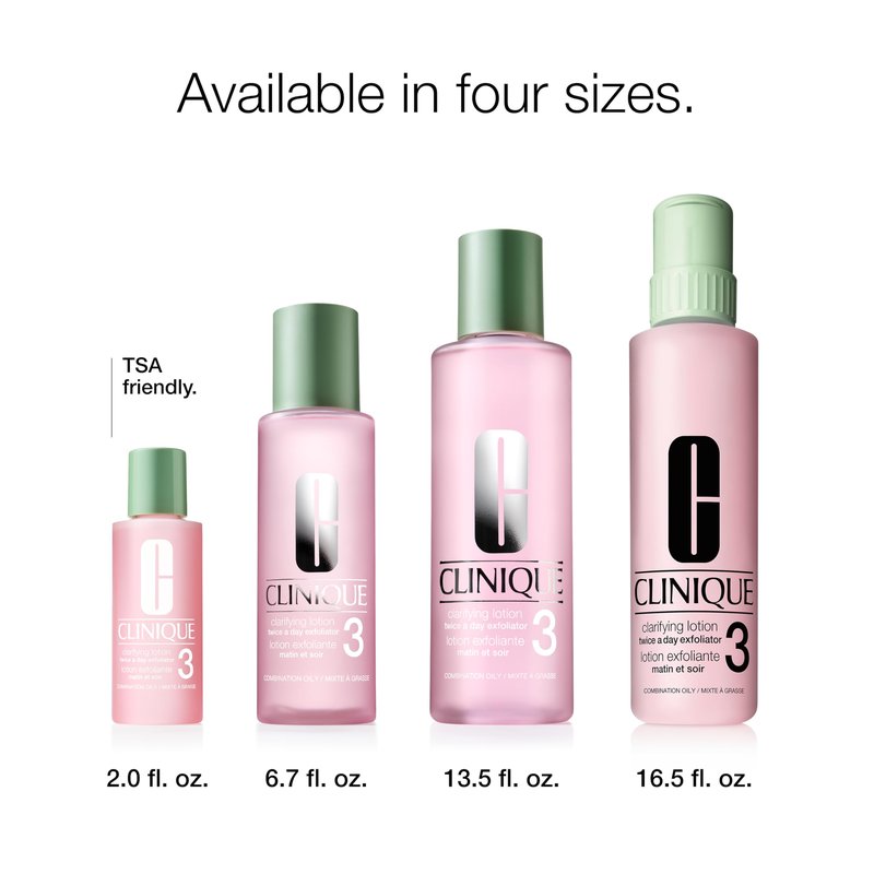 Clinique Clarifying Lotion 3 | Gentle Exfoliator For Oily Combination Skin Types | Face Toner With Witch Hazel + Salicylic Acid | Step 2 in 3-Step Skin Care Routine, 16.5 Fl Oz