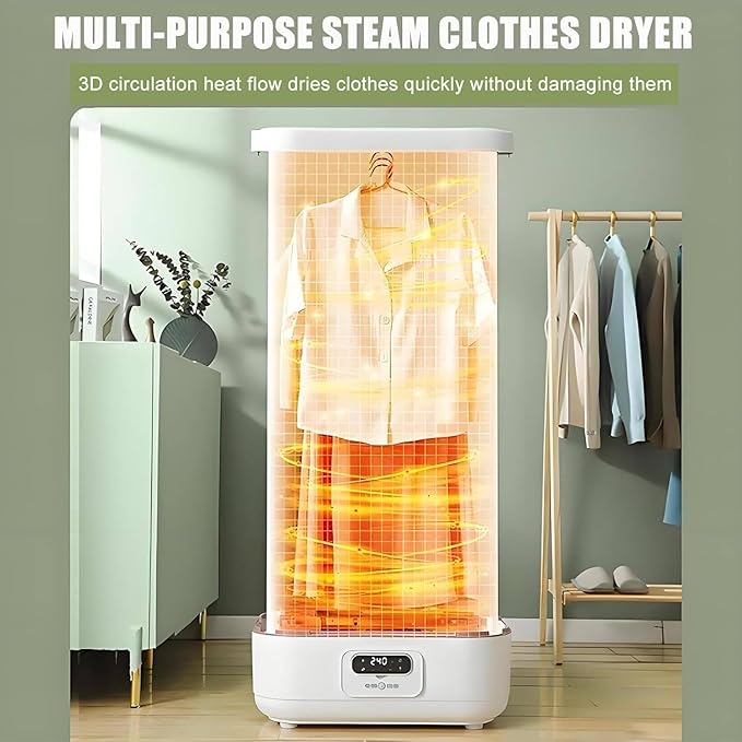 Portable Clothes Dryer and Automatic Ironing Machine, 900w Vertical Steam Iron with Smart Machine Features, Steam Closet for Clothes & Fabric, One-Key Care, Quick-Drying Steam