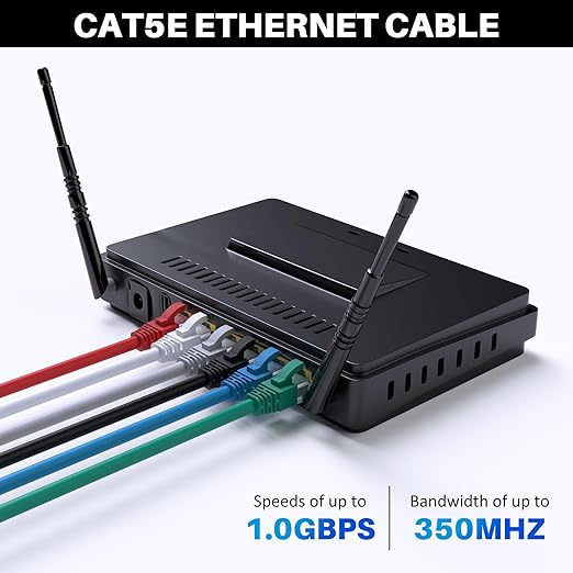 Cat5e Ethernet Cable 100 FT, Long Cat 5e Internet Cable, Black Snagless Patch Cord, Flexible, Network, LAN, PoE, Standard RJ45 Connector for PC, Server, Router, Modem, TV, PS5 - with 15 Cable Ties