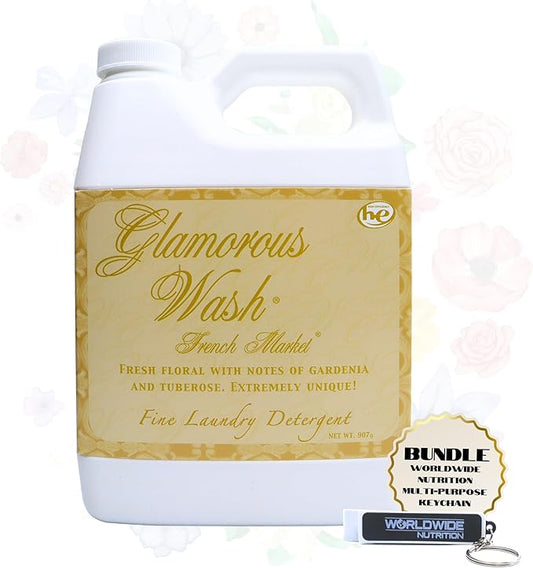 Worldwide Nutrition Bundle Compatible with Tyler Glamorous Wash French Market Scent Fine Laundry Liquid Detergent - Luxury Liquid Laundry Detergent - 907g (32 Fl Oz) Container with Keychain