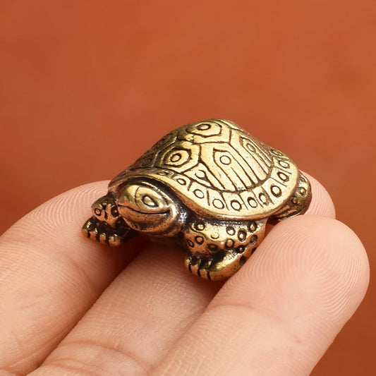 Skiennix Antique Solid Brass Turtle Ornament - Longevity Sculpture for Home & Office Decor