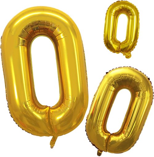 GOER Gold Foil Number 0 Balloons - 42 Inch for 10th to 100th Birthday & Anniversary Celebrations