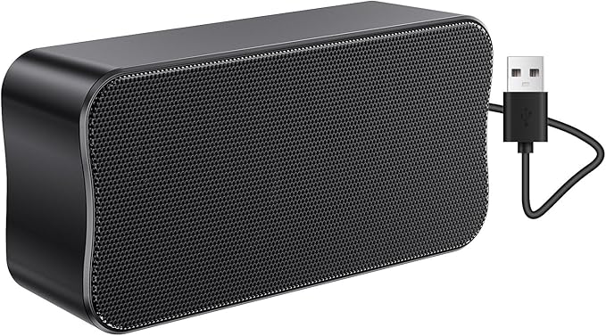 DEPUDA USB Computer Speakers for Desktop PC, Laptop Speaker, Portable Mini Stereo Speakers, Plug and Play, Clear Sound, Compact Size, Black