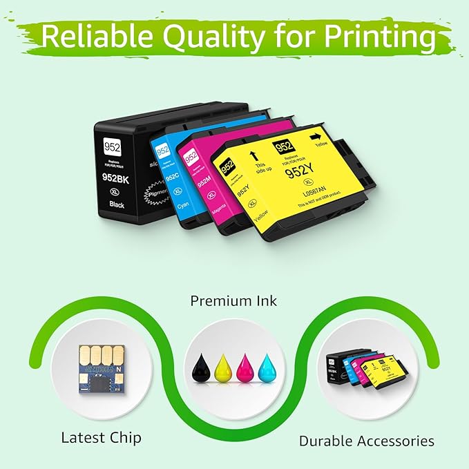 952XL Ink Cartridges Combo Pack Replacement for HP 952xl Ink Cartridges Combo Pack High Yield Black & Color 5 Pack Compatible with Non *e Printers-OfficeJet Pro 8710 8720 8740 7740 8210