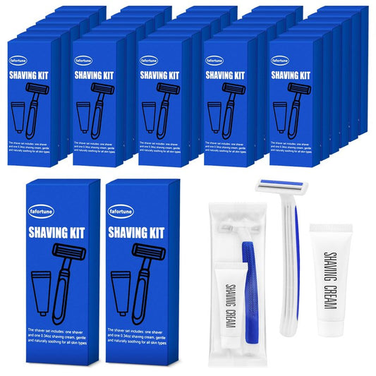 Shave Kit in Bulk Twin Blade Razors with Protective Cap,Disposable Razors in Bulk Shaving Cream for Hotel, Airbnb, Homeless, Shelter, Camping and Travel (60)