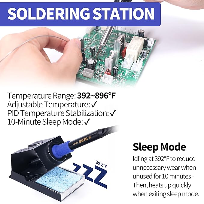 YIHUA 8786D I 2 in 1 Hot Air Rework and Soldering Iron Station with 10 Solder Iron Tips, 4 Hot Air Nozzles, °F /°C, Cool/Hot Air Conversion and Sleep Function