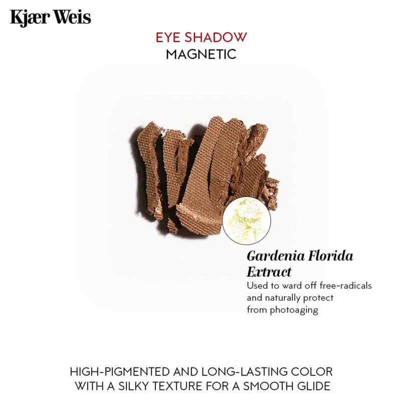Kjaer Weis Powder Eye Shadow. Highly Pigmented Brown Gold Eyeshadow with Organic Ingredients. Blendable Eye Shadow for Long Lasting Eye Makeup. Cruelty Free Clean Makeup - Magnetic