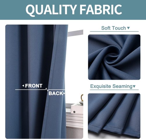 ChrisDowa Blackout Curtains - 90-Inch Thermal Insulated Grommet Panels Set | Stone Blue, 2 Panels for Living Room
