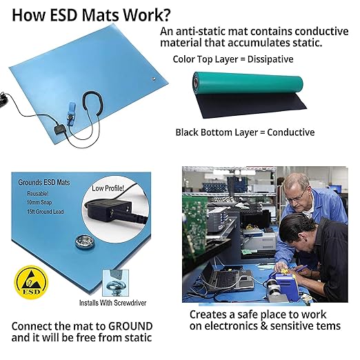 RubberStat Dual Layer ESD Workstation Rubber, Soldering, Cell Phone Repair - 30"x50' Grey