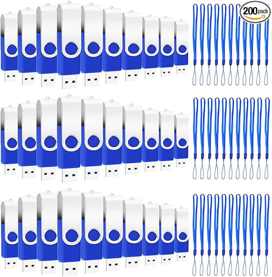 200 Packs of 128MB (Not 128GB) Flash Drives Bulk USB Drives Pack (Blue)