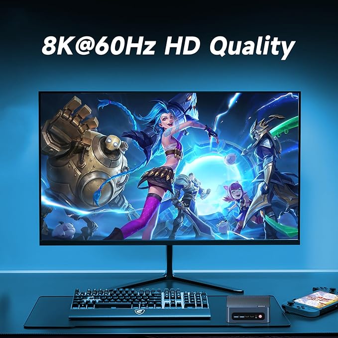 Reatan A8 Mini PC AMD Ryzen 7 8745H 16GB RAM DDR5 1TB SSD 8C/16T，up to 8K Quad-Screen Displays, WiFi 6E, OCuLink Mini Gaming Computers Home Theater Office Business