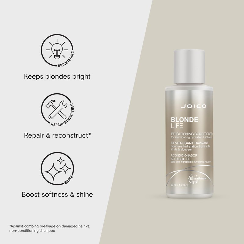 Joico Blonde Life Brightening Conditioner | For Blonde Hair | Illuminate Hydration & Softness | Add Softness & Smoothness | Sulfate Free | With Monoi & Tamanu Oil | 1.7 Fl Oz