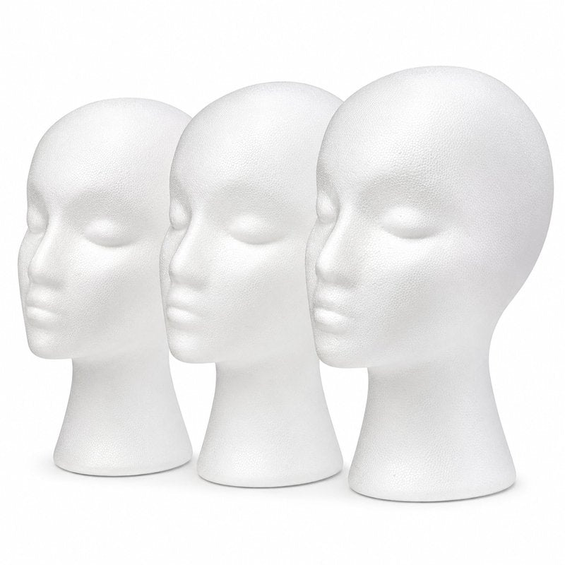 Smilco 11" 3 Pcs Wig Head - Tall Female Foam Mannequin Wig Stand and Holder for Style, Model And Display Hair, Hats and Hairpieces, Mask - for Home, Salon and Travelï¼3 Piecesï¼