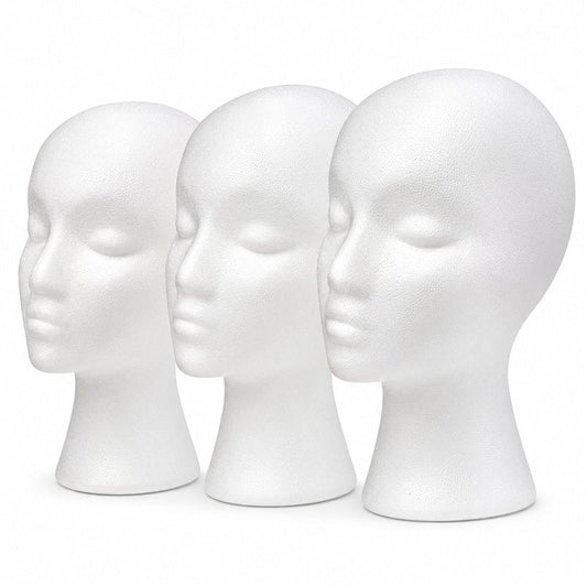 Smilco 11" 3 Pcs Wig Head - Tall Female Foam Mannequin Wig Stand and Holder for Style, Model And Display Hair, Hats and Hairpieces, Mask - for Home, Salon and Travelï¼3 Piecesï¼