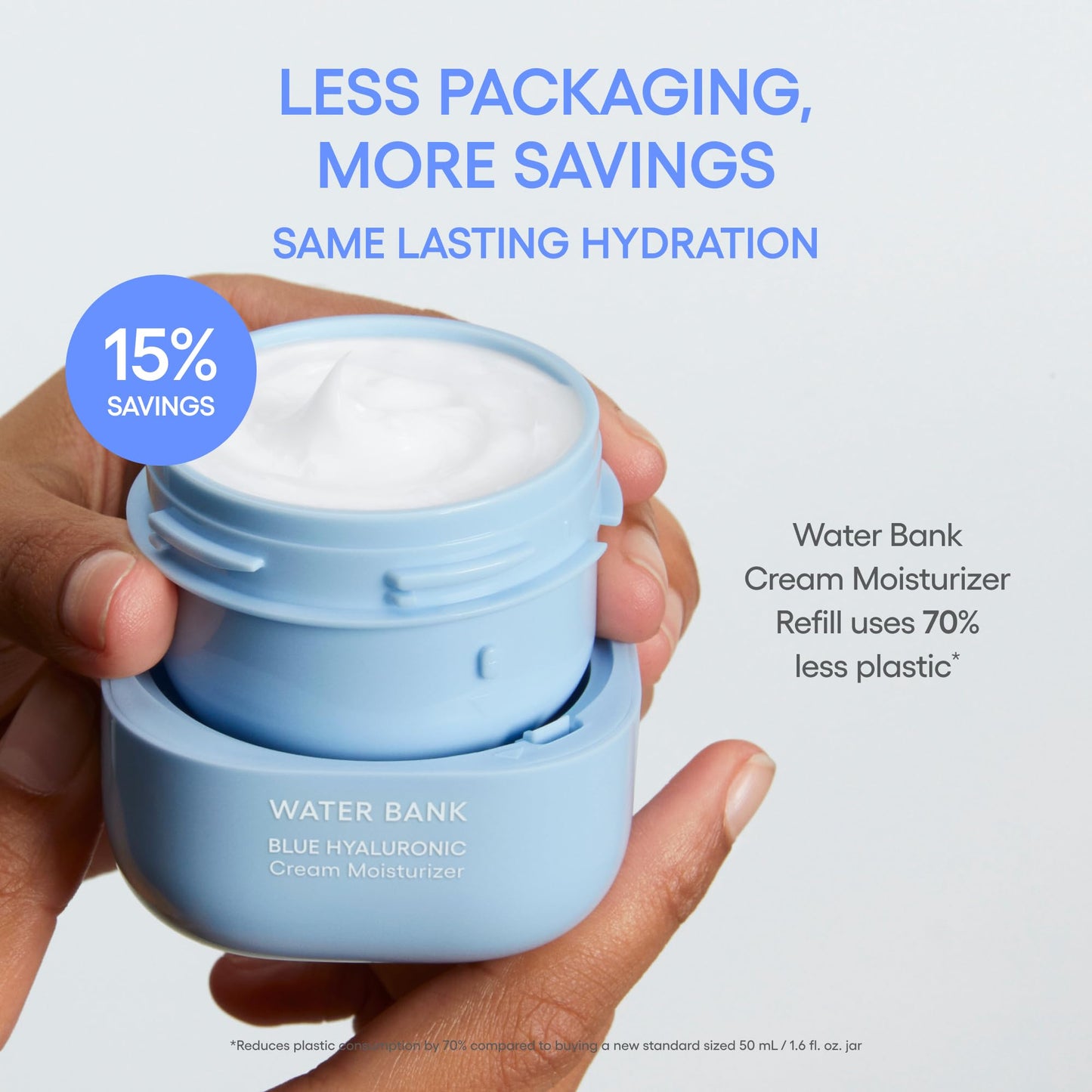 LANEIGE Water Bank Blue Hyaluronic Acid Cream Daily Face Moisturizer: Hydrating Korean Lightweight Face Cream with Ceramides & Squalane for Lasting Deep Hydration & Skin Barrier Support, Refill