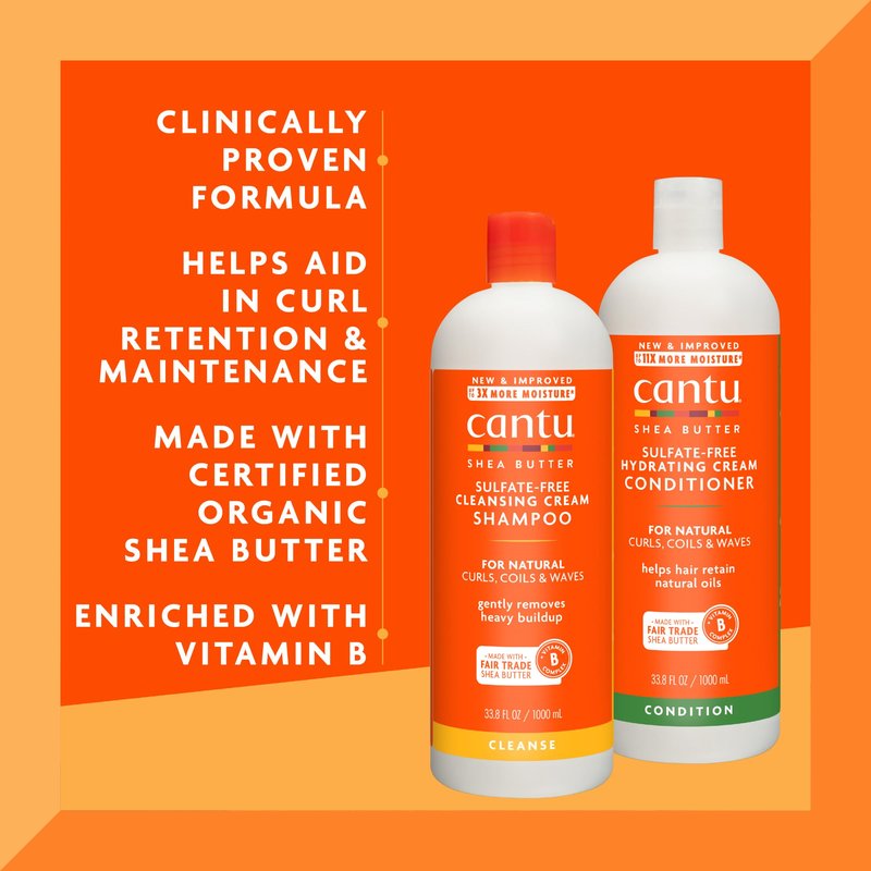 Cantu Shampoo & Conditioner with Shea Butter for Natural Hair, 1L (Pack of 2)