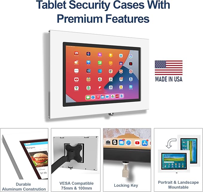 TABcare Locking Security Metal Case for Apple iPad Pro 11" 2024/2025 M4/M5 for Kiosk, POS, Store, Show Display (Black)