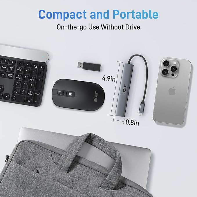 Acer 5 in 1 USB C Hub with 4K HDMI, 100W Power Delivery, 3 USB A Data Ports, USB C to HDMI Multiport Adapter for Laptop, PC, Tablet, MacBook Neo/Pro/Air, iPad Pro/Air, iMac, iPhone 17/16/15