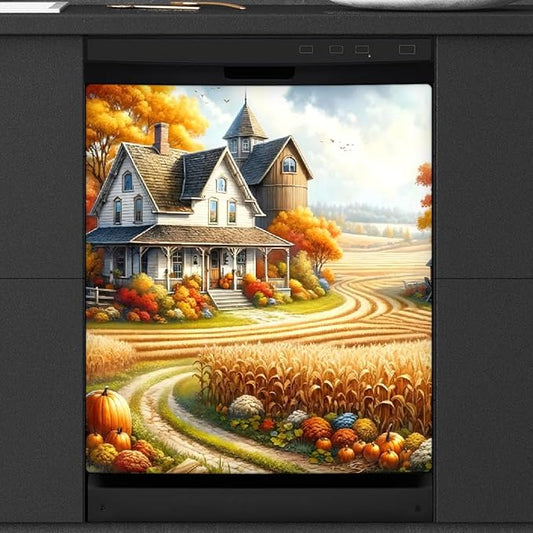 Autumn House Yellow Dishwasher Magnet Cover for The Front Magnetic Dishwasher Door Covers Dish Washer Sticker Wrap Home Decorative Appliances Panel Decal Kitchen Decor 23" x 26" (Magnetic)