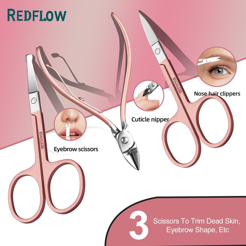 Manicure Set 30 in 1 Nail Clipper set, REDFLOW nail clippers, fingernail & toenail clippers, Manicure Tools, pedicure tools, Suitable for Travel Manicure Kit, Nail Set Kit With Everything Profe