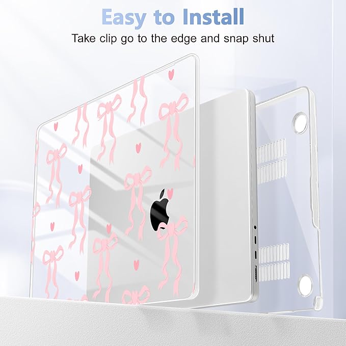 Lepeoac for MacBook Pro 16 inch Case M1 M2 M3 M4 M5 Pro/Max with Liquid Retina XDR, Release 2021-2025 2026 A3429 A3428, Hard Shell Case with Screen Protector & Keyboard Cover, Bow