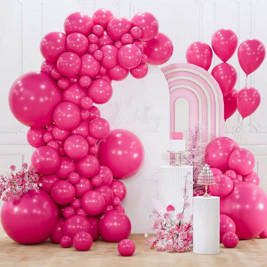 PartyWoo Hot Pink Balloon Arch Kit - 155 Pcs in Various Sizes for Baby Showers & Birthdays | Magenta Fuchsia