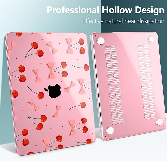 TWOLSKOO for MacBook Air 13 inch Case M5 2026 M4 2025 M3 M2 2024-2022 A3449 A3240 A3113 A2681, Plastic Hard Shell & Keyboard Cover & Type C for MacBook Air 13.6 inch Case, Cute Cherry
