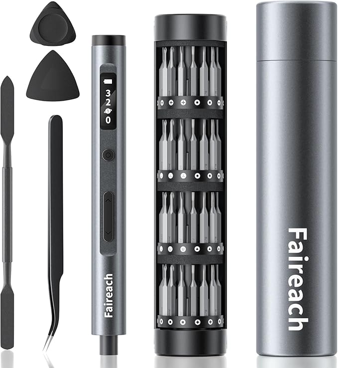 Faireach 65-IN-1 Mini Electric Screwdriver Cordless, Precision Screwdriver Magnetic Bits Set with Case, 3 Torques Settings, LED lights, Portable Repair Tool Kit for Electronics Phone Watch